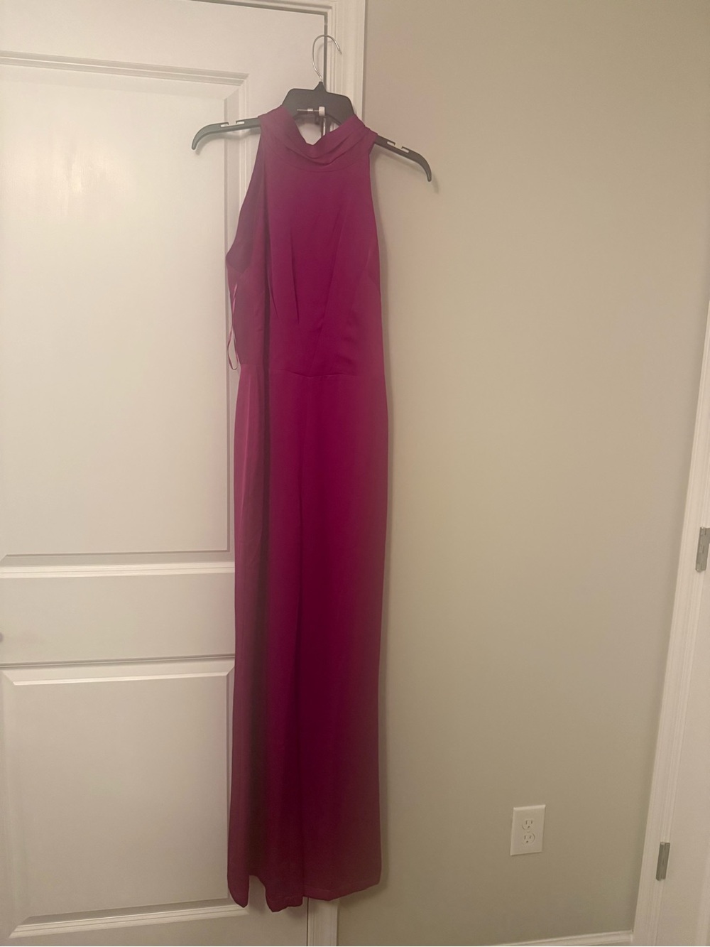 Sleeveless High-Neck Maxi Dress in Magenta